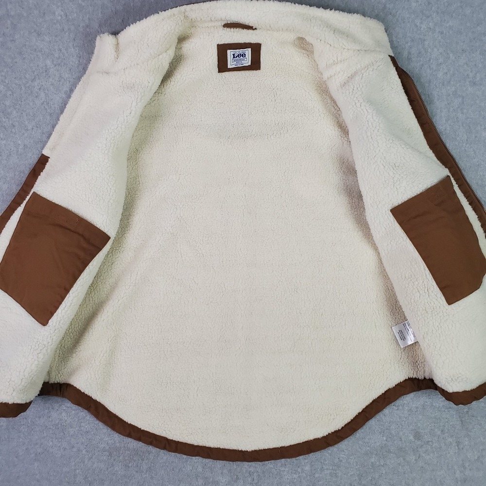 Lee Workwear Vest Mens XL Brown Canvas Sherpa Lined Zip Pockets LM33VT687 - Picture 7 of 13